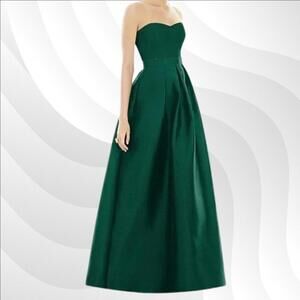 ALFRED SUNG Green Strapless Maxi Dress